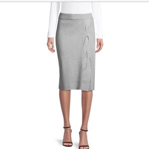 NEW MILLY Twisted Knot Midi Skirt In Grey Size Medium $295